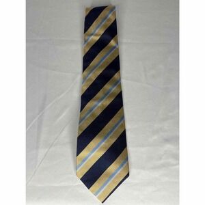 Joseph & Lyman Mens Tie Gold Blue All Silk Woven Diagonal Striped Pointed Formal